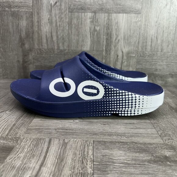 OOFOS 1500 OOahh Men size 9/Euro 42 Navy Matrix Comfort Slides - Picture 2 of 8